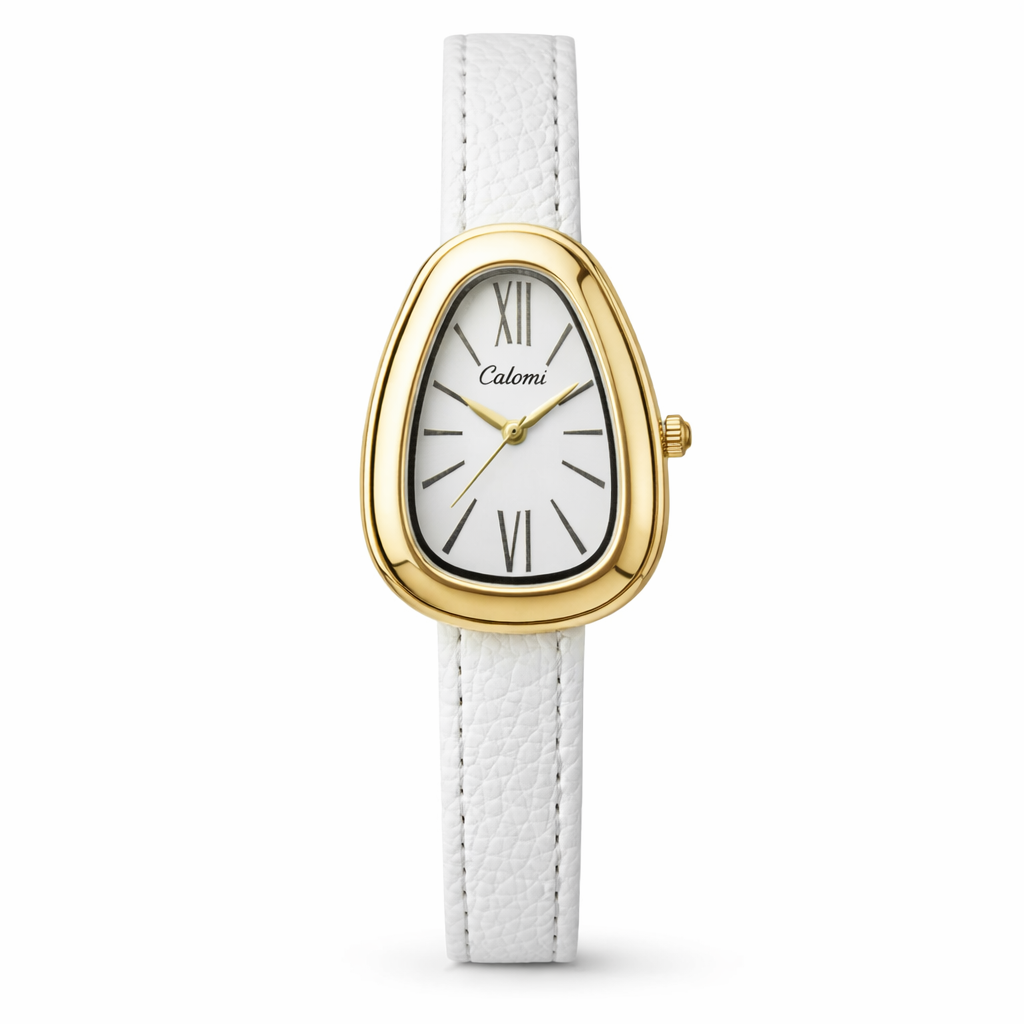 Élégante CALOMI Blanc Cuir