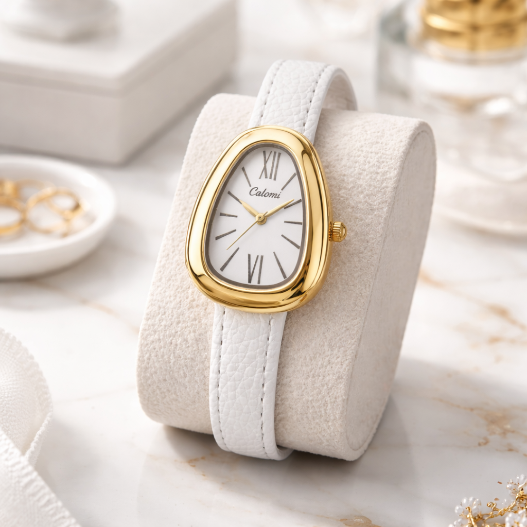 Élégante CALOMI Blanc Cuir
