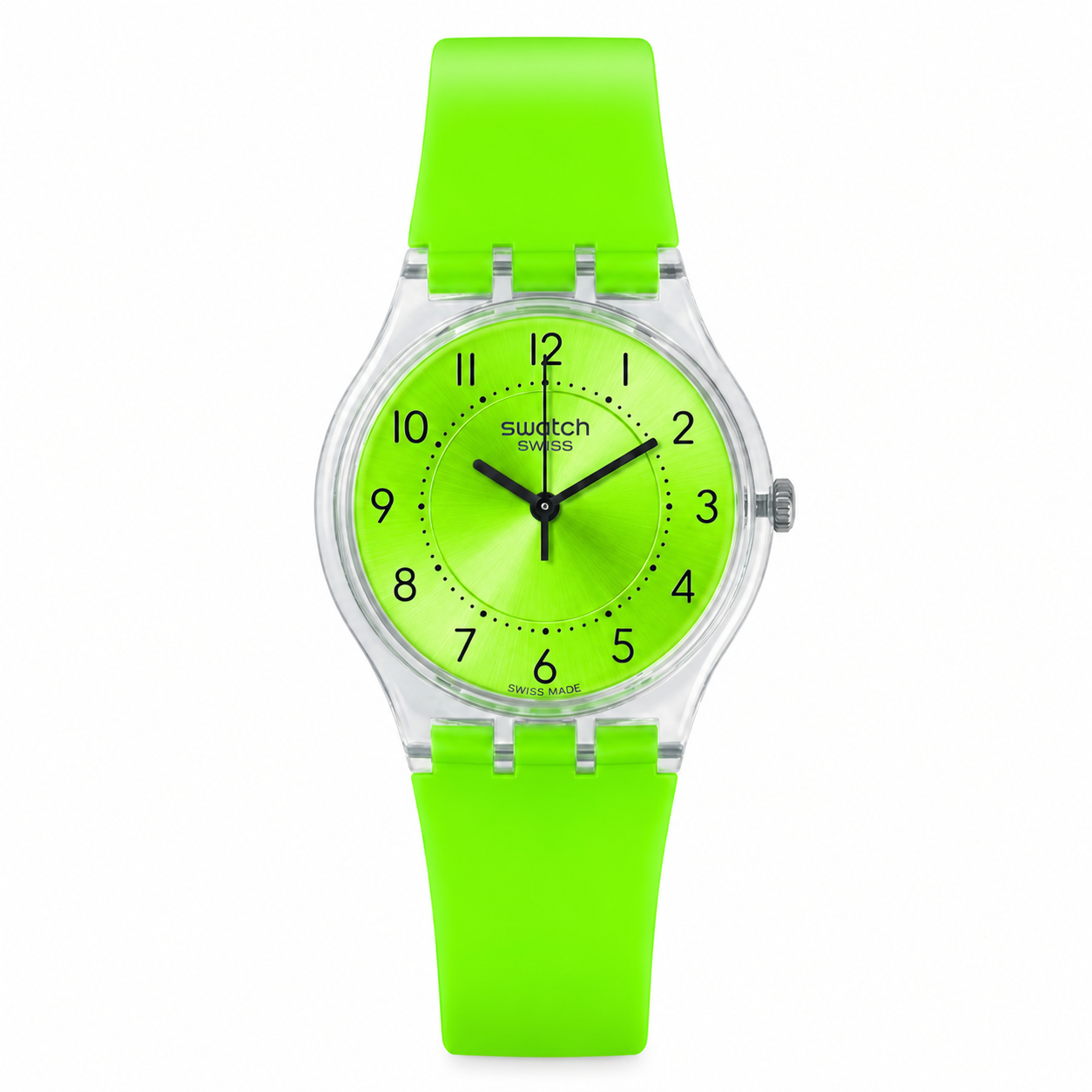 Montre tendance silicone vert néon – Style Swatch