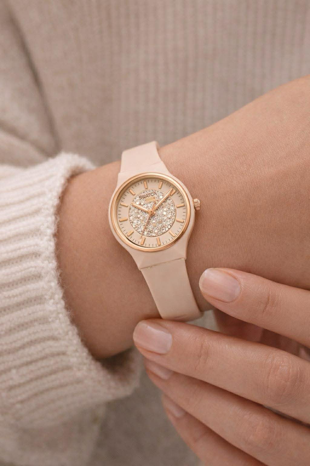 Swatch Lady Rose Gold Glitter