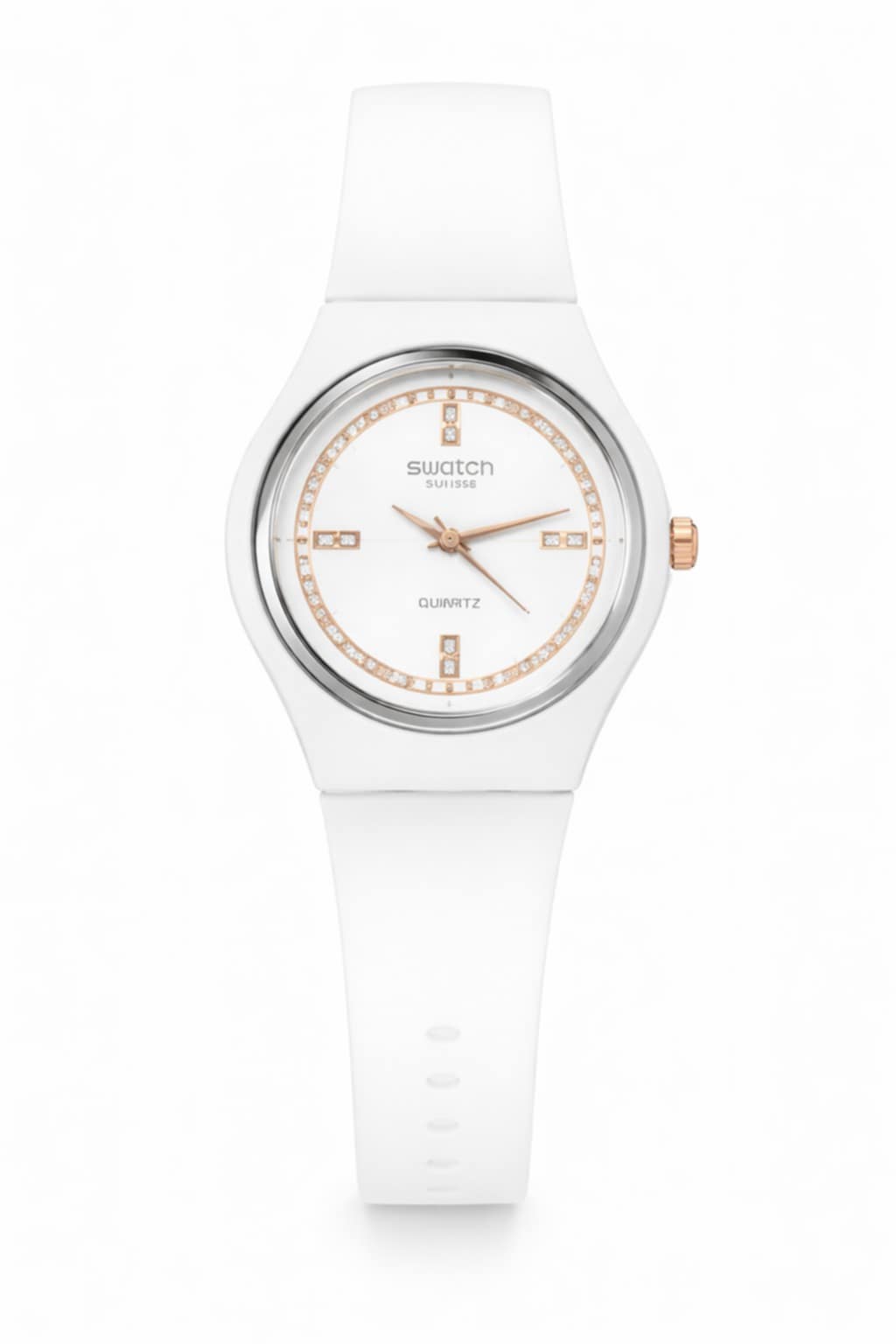 Montre Swatch Blanche Élégante – Glitter Dial